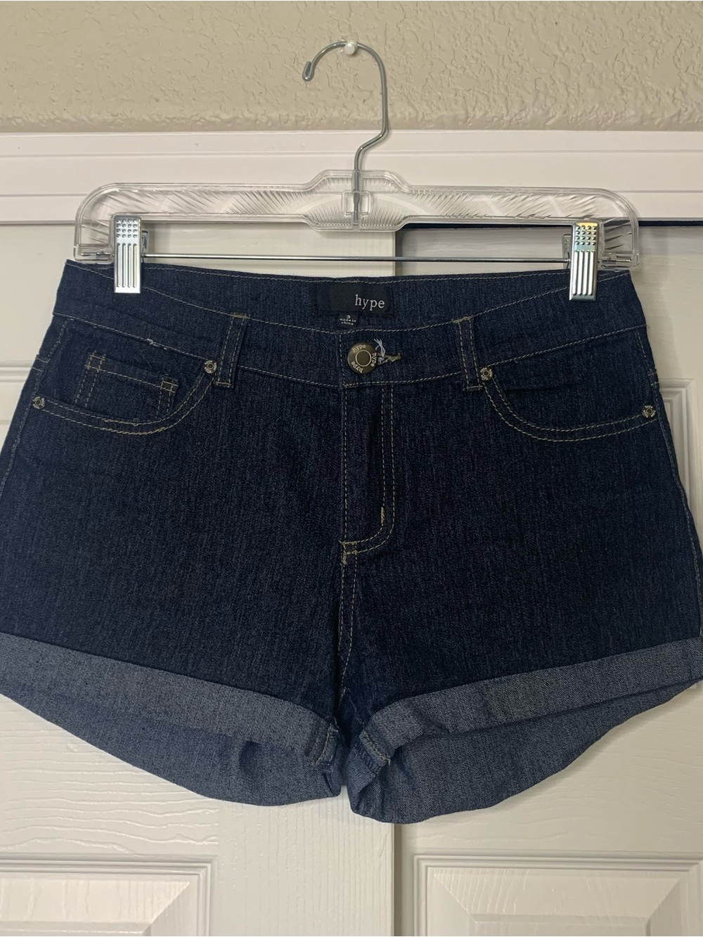 Hype Dark Wash Denim Cuffed Women's Shorts